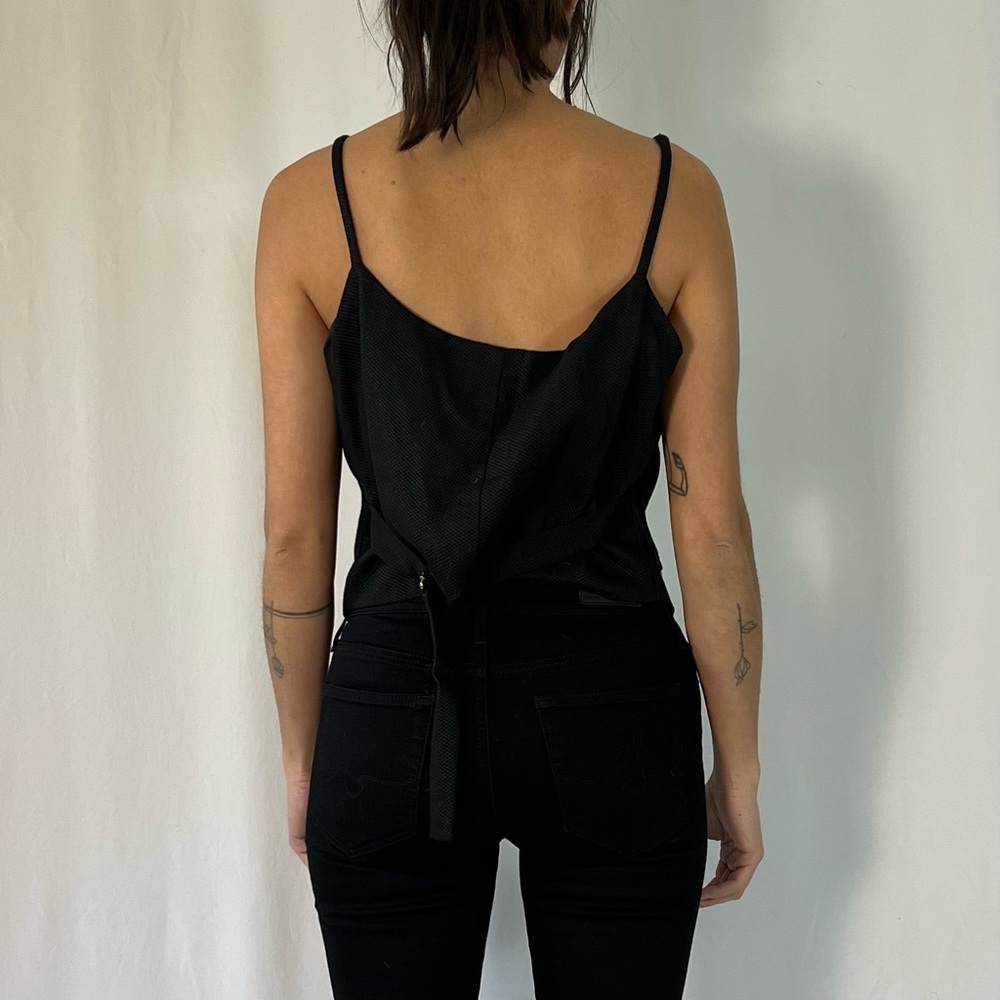 Limited Y2K Black Tank Shirt Vest Gold Button Front - Picture 3 of 7